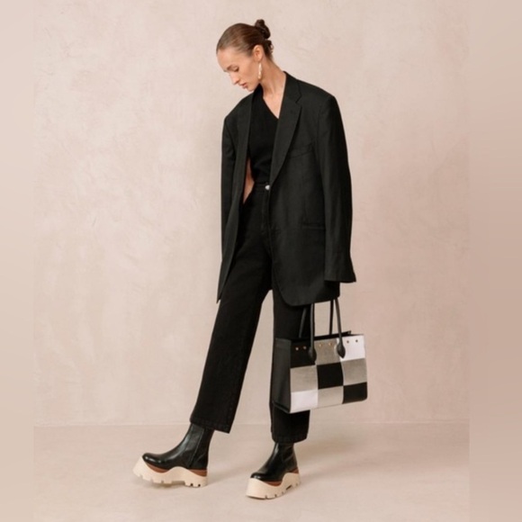 ALOHAS Roxie Marcona Black and Cream Chunky Leather Platform Boots Size 38 - Picture 9 of 10